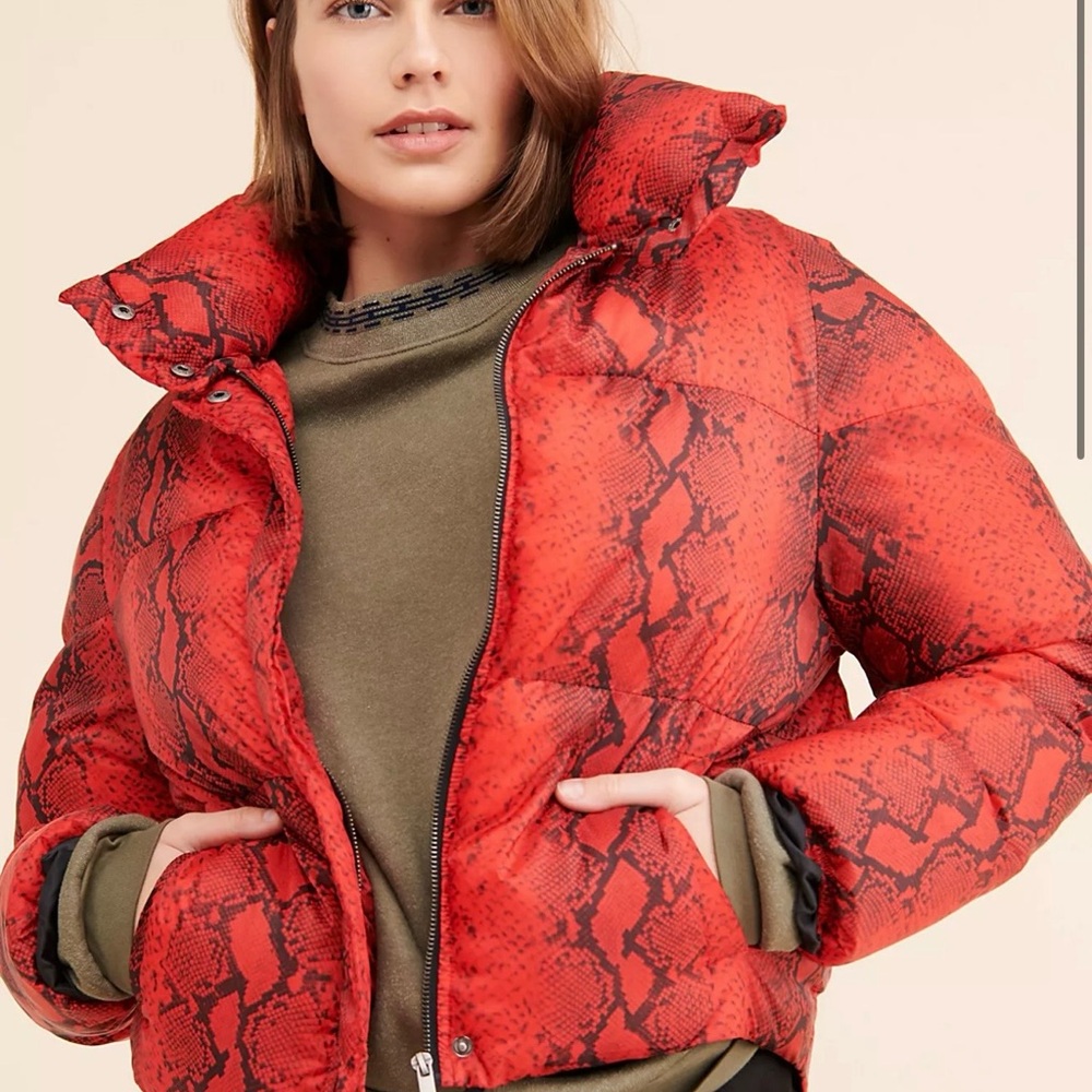 Apparis Jamie size medium Red Python Puffer Jacket - image 5